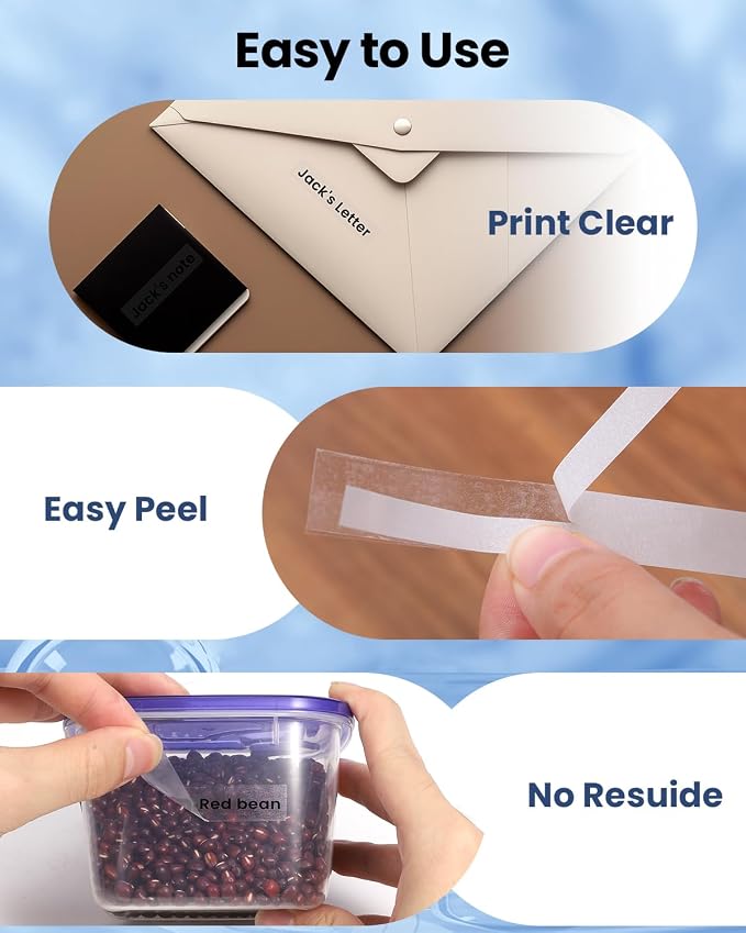 TZe TZ Tape 12mm 0.47 Laminated Clear Compatible with Brother P-Touch | Label Tape Clear TZe-131 Label Maker Tape Black on Clear Work for Ptouch PT-H110 PT-D210 Refills, 1/2 Inch x 26.2 ft, 4-Pack
