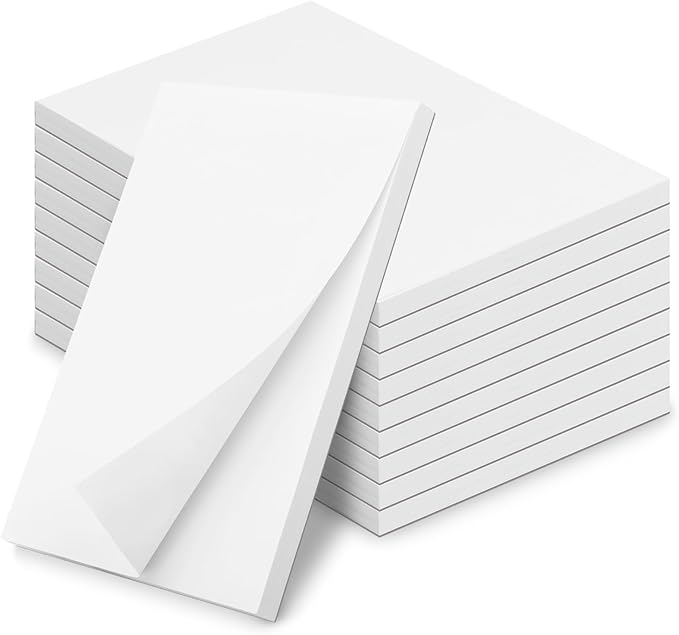 Note Pads 4x6 In, 10 Pack Blank Server Notepad, 50 Sheets Per Scratch Memo Pads for Grocery Shopping To Do Lists, Small White Paper for Writing Quick Notes Work Home Office