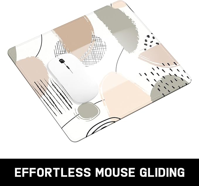 Mouse Pad, Minimalism Marble Style Computer Pad, Anti-Slip Rubber Mouse Mat with Stitched Edges for Gaming, Office, Laptop, PC, Women, 9" x 8" Thick 3 mm, Artistic Dots