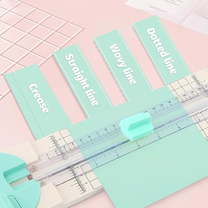 Paper Cutter,4-in-1 Paper Trimmer,Photo Cutter,Multi-Function Scrapbooking Tool with Dial Blades of Straight,Wave,Perforated,Creasing for Cutting Paper,Coupons,Postcards,Card
