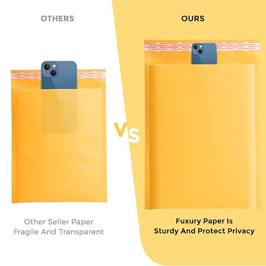 Fu Global Bubble Mailers 10.5x13.5 Inch Padded Envelopes #4 Self Sealing Bulk Bubble Envelopes Mailing Shipping Envelopes 25PCS | Usable 9.5x13.5" Self Sealing Bubble Envelopes Bulk Kraft Padded Mailers Mailing Shipping Envelopes,#4 Yellow