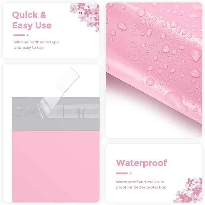 Metronic Poly Mailers 19x24 50 Pack, Large Shipping Bags for Clothing | Strong Tear-resistant Waterproof Mailing Bags, Shipping Envelopes, Packing Bags for Clothing, Small Business, Pink.