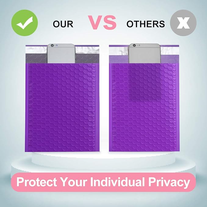 UCGOU Bubble Mailers 9.5x14.5 Inch Purple 25 Pack Poly Padded Envelopes Large #4 Mailing Packages Opaque Packaging Postal Self Seal Adhesive Waterproof Boutique Shipping Bags for Clothes