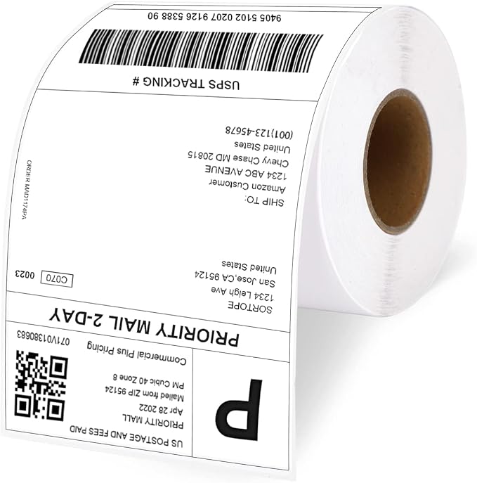 4"x6" Direct Thermal Shipping Labels, 500 Shipping Labels/Roll - Thermal Shipping Label Printer Paper Postage Mailing Labels Compatible with Rollo, MUNBYN Label Printer