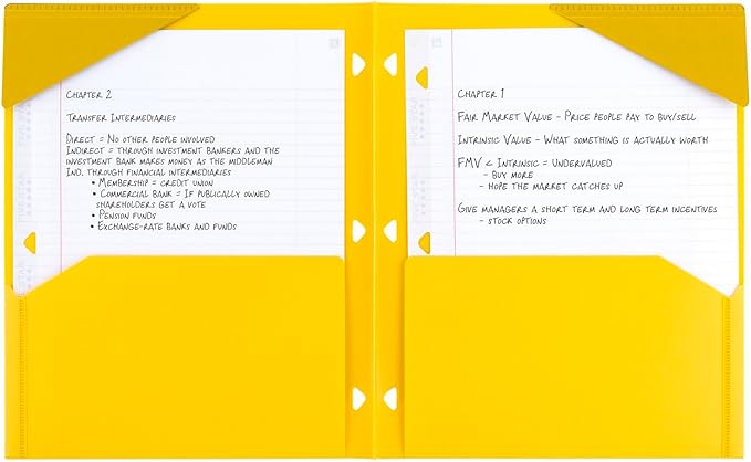 Five Star 2-Pocket Folder, 4 Pack, Plastic Folder with Stay-Put Tabs, Fits 3-Ring Binder, Holds 8-1/2" x 11" Paper, Tidewater Blue, White, Amethyst Purple, Harvest Yellow (38065)