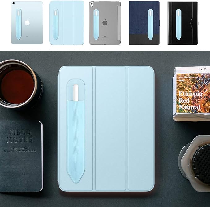 MoKo Adhesive Pencil Case Holder Sticker for Apple Pencil, Sky Blue | Elastic Adhesive Stylus Case for iPad Case Compatible with Similar Stylus Models