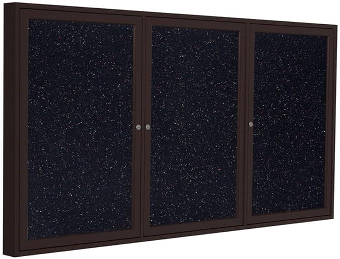 Ghent's 48" x 96" 3 Door Enclosed Rubber Bulletin Board in Multi-Color