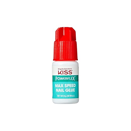 KISS PowerFlex Maximum Speed Nail Glue - Fast Drying Adhesive for Glue-On Nails & Repairs with Nozzle Tip Applicator, Ideal for Tips & Wraps, Net Wt. 0.10 oz (3g)