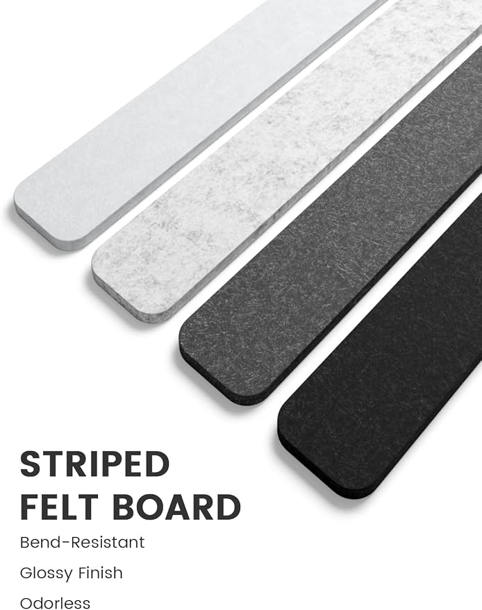 Fluxynara 13" x 2" Felt Wall Panels, Concrete Echo | 5-Pack Includes 35 Push Pins and Adhesive Tabs for Photos, Notes and Decor in Bedroom Doors, Home Office or Studios