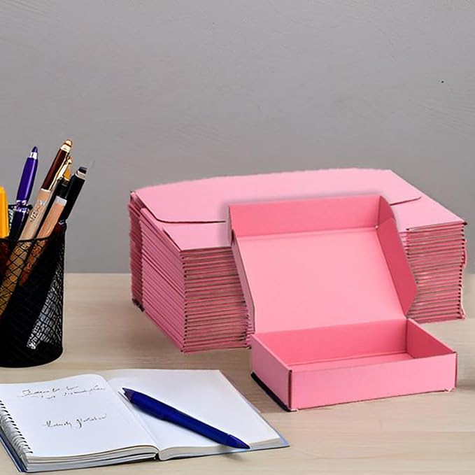Small Shipping Boxes 9x6x2 Inches – Pink Corrugated Cardboard Boxes (20-Pack) for Mailing, Packing, Small Business & Gift Packaging - Recyclable & Sturdy