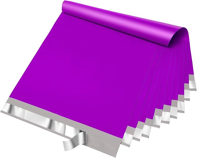 Fuxury12X15.5" 100Pcs Poly Mailers Bags for Small Business, Waterproof Plastic Shipping Bags for Clothing, Self Seal Tear-proof Heavy Duty Mailing Envelopes Bulk- Purple