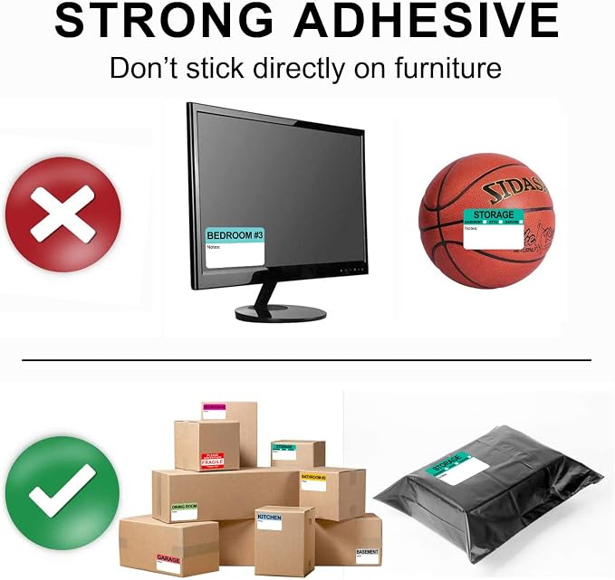 Each Measures 2” x 3”, 600 Writable Moving Labels for Boxes | 20 Designs, with Fragile/Heavy/Blank Labels+17 Color Coded Stickers for Boxes, Home Moving Packing Box Labels for 3-4 Bedroom