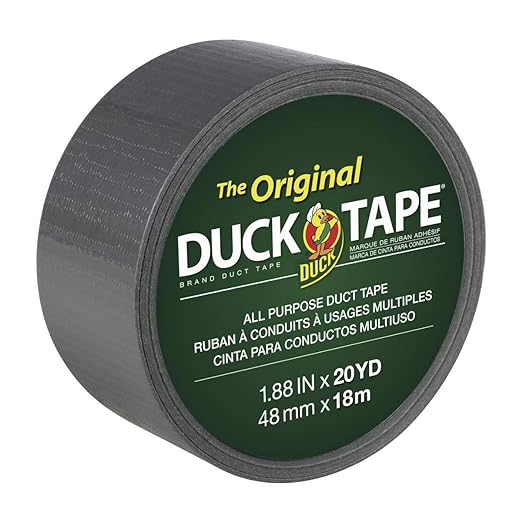 The Original Duck Tape Brand Duct Tape, 1-Pack 1.88 Inch x 20 Yard, 1-Pack Silver, Gray (1044729)