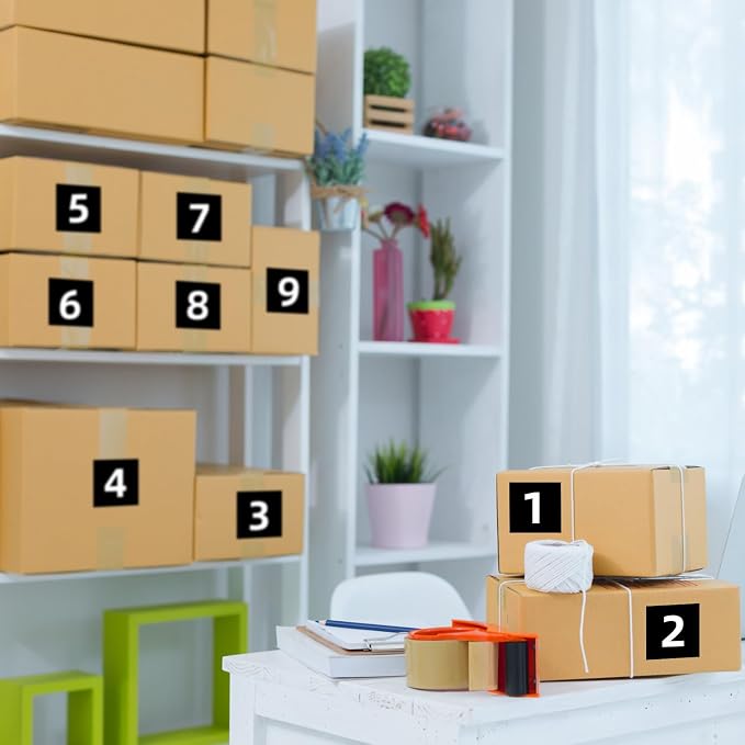 STARLIBOO Black Consecutive Number Stickers 1-50, 2 inch Square Self Adhesive Numbered Label Stickers for Inventory, Storage, Organizing, Boxes, Lockers, Indoor, Outdoor (1000Pcs)