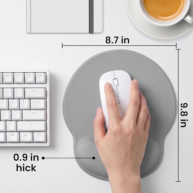 Mouse pad with Wrist Rest,Relieving Pain Memory Foam Computer pad, Ergonomic Desktop Mouse, Silicone Material Mouse pad, with Non-Slip PU Base (Grey)