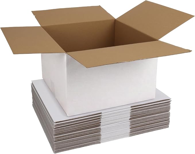 WIFTREY 12x12x8 inches White Shipping Boxes Pack of 15, Corrugated Cardboard Boxes 12 x 12 x 8 for Packaging Small Business, Moving, Mailing