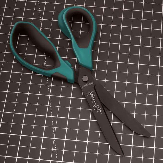 Ashton and Wright - Titanium HD - Heavy Duty Scissors for Office, Home, Kitchen and Craft - 210mm / 8” - Titanium Coated Blades (Teal, Left Handed)