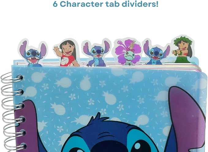 Disney Lilo and Stitch Tab Journal Notebook, Spiral Bound, 144 Lined Pages, 8 x 7 inches, Blue