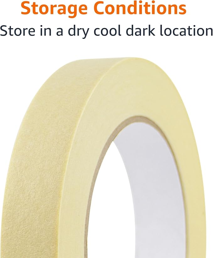 Amazon Basics Low Tack Masking Tape, General Purpose, Hand Tearable, Removes Easily, for Labeling, 0.7 inch x 180 feet, Beige, 3-Pack
