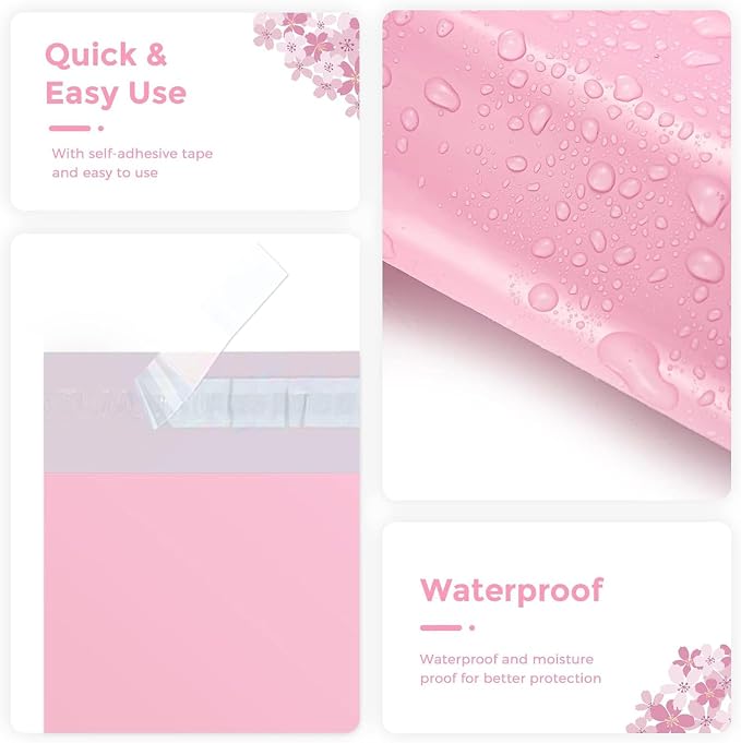 Metronic Poly Mailers 24x24 50 Pack, Extra Large Self Seal Shipping Bags | Strong Adhesive Waterproof Tear-resistant Mailing Envelopes, Packing Bags for Blankets, Clothing, Small Business, Light Pink.