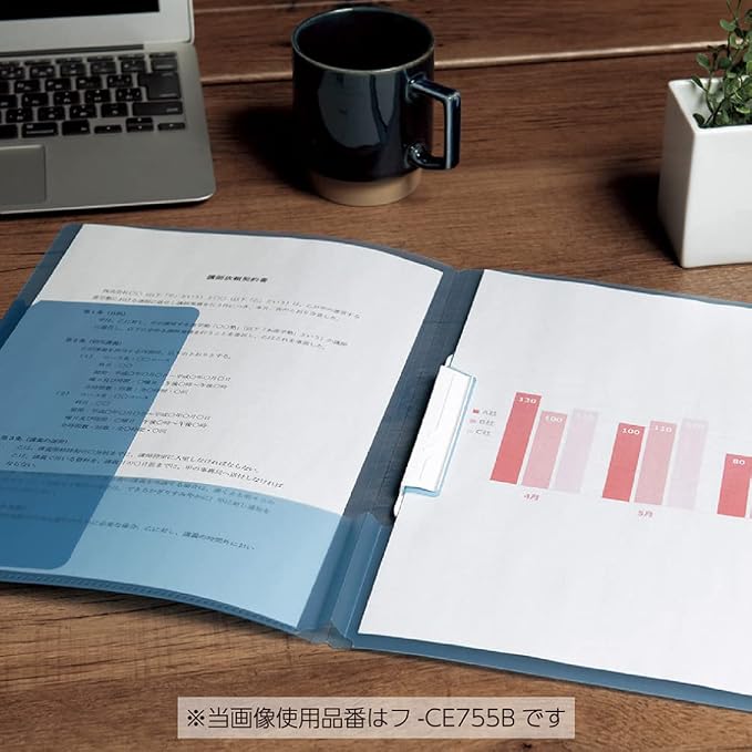 Kokuyo Portfolio Folder with Pockets for Paper Organization, Heavy Duty Pocket Folder Fits US Letter & A4，Dual-Purpose Clip & Pocket Design (FU-CE755Y)