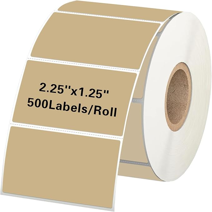 Starboling 2.25" x 1.25" Brown Direct Thermal Labels,Self-Adhesive Printer Label for Address,Logo,Shipping,Barcodes,QR Code