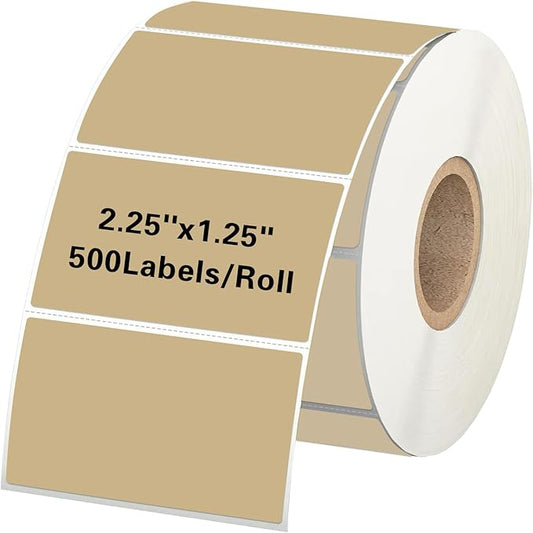Starboling 2.25" x 1.25" Brown Direct Thermal Labels,Self-Adhesive Printer Label for Address,Logo,Shipping,Barcodes,QR Code