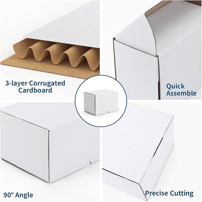 ZBEIVAN 6x4x3 White Shipping Boxes Set of 40, Corrugated Cardboard Mailer Boxes for Packaging Small Business Mailing Gifts