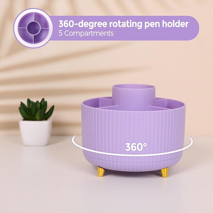SKYDUE Purple Office Supplies Set with Pencil Holder for Desk,11 PCS | Desk Supplies Sets with Stapler,Tape Dispenser, Scissors, Ruler, Binder/Paper Clips and 1000pcs Staples,Office Decor