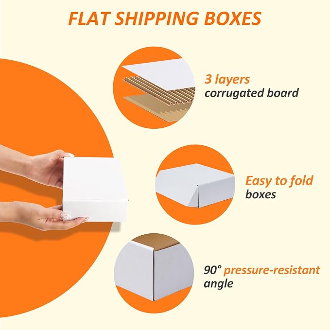HORLIMER 7x5x2 Small Shipping Boxes Set of 6, White Corrugated Cardboard Mailer Box for Packing, Mailing, Small Business