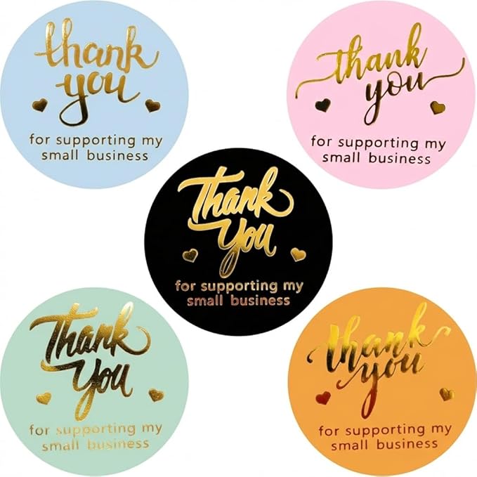 800 Thank You Stickers – 1.5" Round Labels (5 Designs, Multicolor) for Small Business, Packaging, Envelopes, Gift Bags, Bakery, Party Favors – Self-Adhesive Waterproof Thank You Sticker Roll