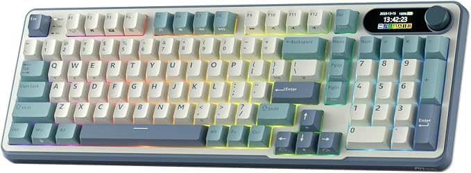 RK ROYAL KLUDGE S98 Wireless Mechanical Keyboard w/Smart Display & Knob | 96% RGB Wireless Gaming Keyboard BT/2.4G/USB-C, Hot Swappable Custom Keyboards, Creamy Sound Silent Computer Keyboard