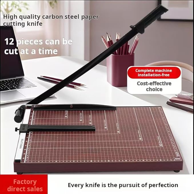 Guillotine Paper Cutter 18 Inch - Professional Large Paper Heavy Duty Trimmer, 12-Sheet Capacity for Cardstock & Photos, Safety Lock & Self-Sharpening Blade for Office, School, Craft Studio