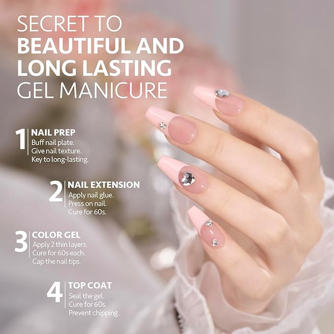 GAOY Gel Top Coat and Nail Glue Gel Set, 2 Pcs 16ml Clear Glossy No Wipe Combination for UV Light Cure