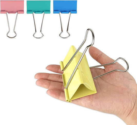 Mega-Sized 3-Inch Premium Colored Binder Clips - 8-Pack Featuring 4 Distinct Colors, 2 Extra Large Clips Each