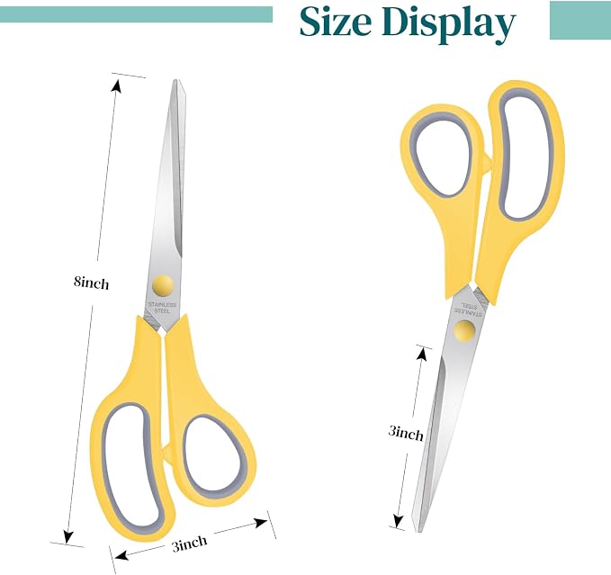 18 Packs 8" Sewing Craft Scissors Bulk,Multipurpose Heavy Duty Sharp Paper Scissors,All Purpose Stainless Steel Scissors for Home Office Student Teacher Supplies
