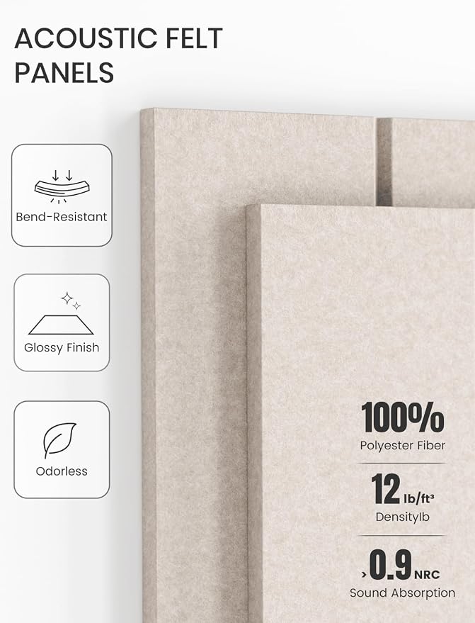 Fluxynara 48" x 36" Large Felt Bulletin Board, Oatmeal | 12 Pack Cork Board Alternative with 60 Safe Adhesive Tabs, Pin Boards for Wall Decor, Home, Office, Classroom,Dorm