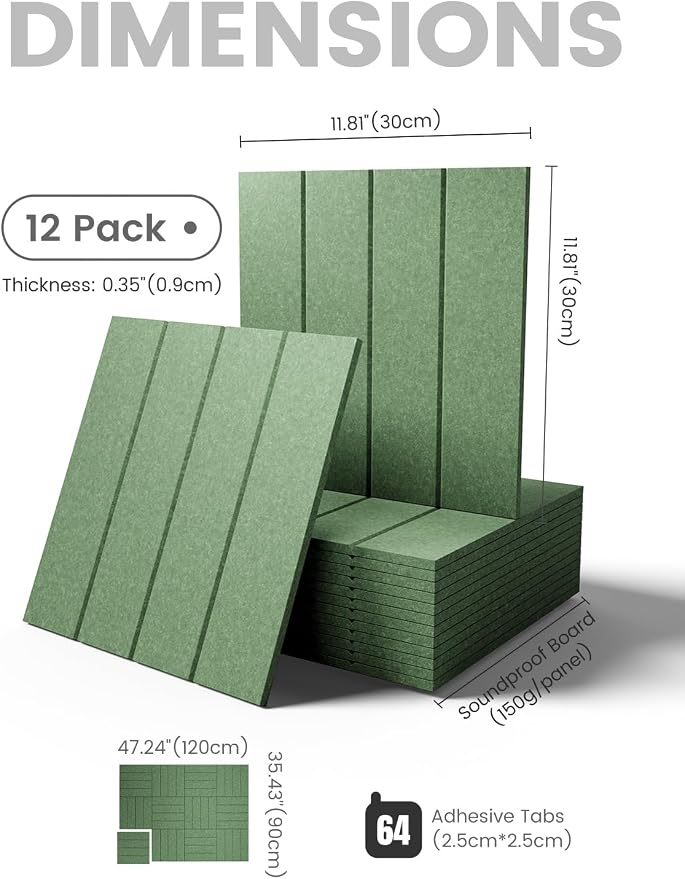 Fluxynara Felt Bulletin Board & Cork Board Alternative, Moss Green | 48" x 36" Pin board, Removable Adhesive Tabs, Easy Install Without Wall Damage, For Home Office Decor