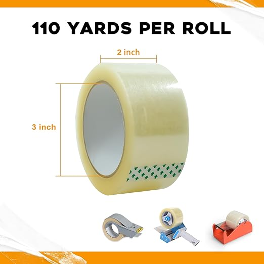 Heavy Duty Clear Packing Tape 110 Yards Per Roll (36 Rolls) - 2 Inch Width 1.8 Mil Thick, Strong Pressure-Sensitive Adhesive Packing Tape for Office Storage Moving Mailing Packaging and Shipping