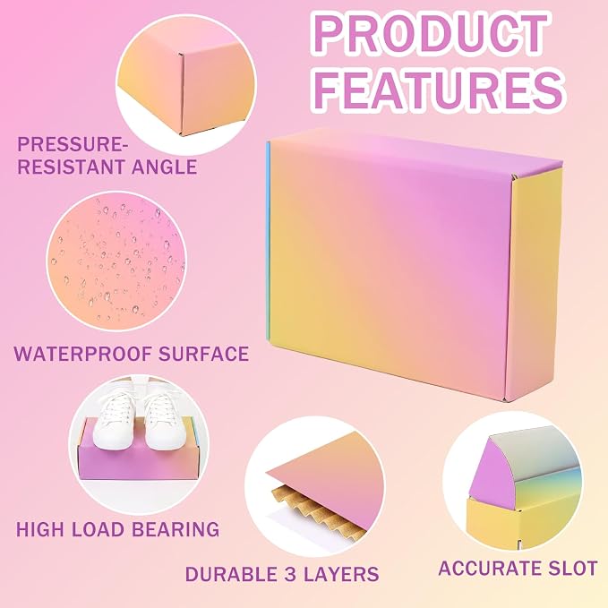 Shipping Boxes Small 7x5x2", 50 Pack Colorful Corrugated Cardboard Boxes, Mailer Boxes for Small Business Mailing Packaging