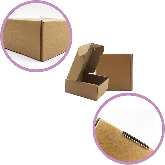 5x5x2 inches Shipping Boxes Set of 25, Brown Corrugated Mailing Cardboard Box Literature Mailer for Packing Small Business Moving and Storage,E-Commerce Packaging (5"×5“×2”)