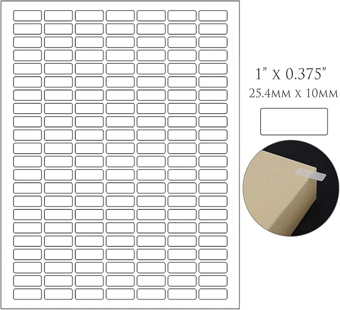 Printable Rectangle Labels, 1 x 0.375 Inch - 15940 Pack | Clear printable labels for inkjet & laser printers. Template included.