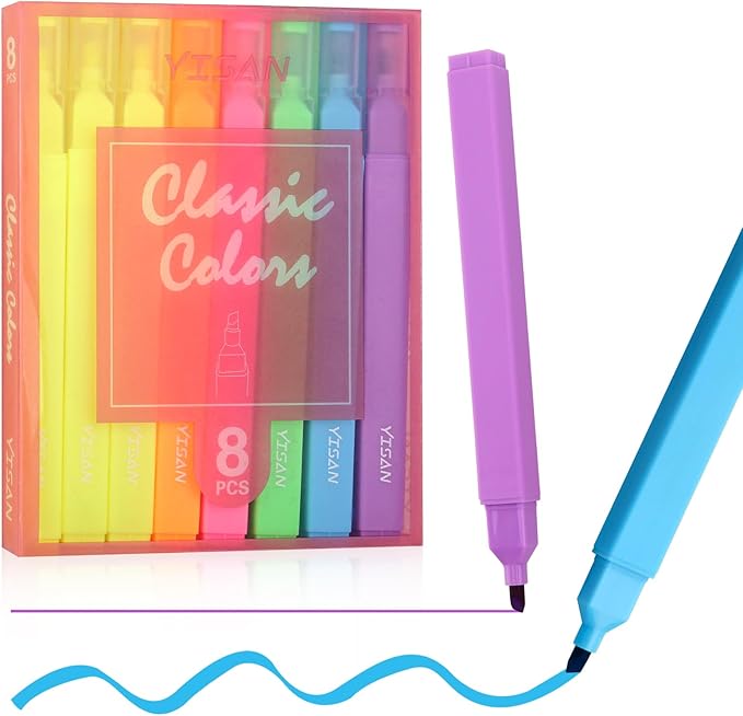 YISAN Highlighters Pastel No Bleed,Assorted Colors Bible Pens,Aesthetic,Soft Tip for Book,Journal,70962