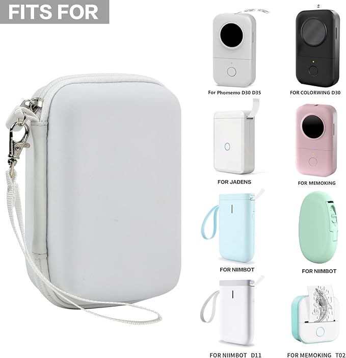 PAIYULE Hard Carrying Case for Phomemo D30 D35 Label Maker, Label Printer Case for Nelko P21, for NIIMBOT D110 D11, for Marklife P11 P12, for SUPVAN E10, Protective EVA Storage Bag with Mesh Pocket