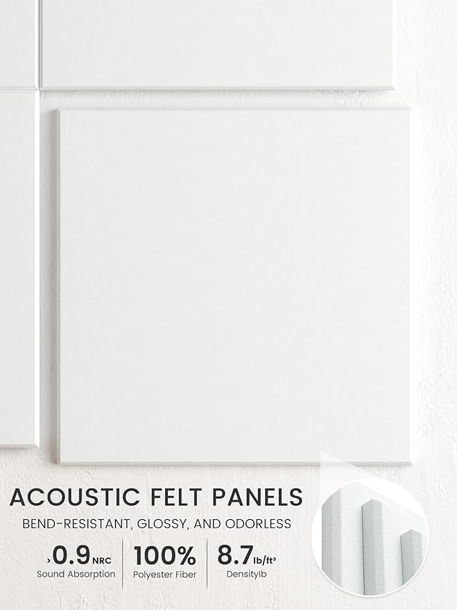 Bumusty Large Cork Board 36" x 24" Alternative - 6 Pack Felt Wall Tiles with 40 Safe Removable Adhesive Tabs, 30 Pushpins, Cork Boards for Walls Pin Board Bulletin Board Office Decor (Cold White)