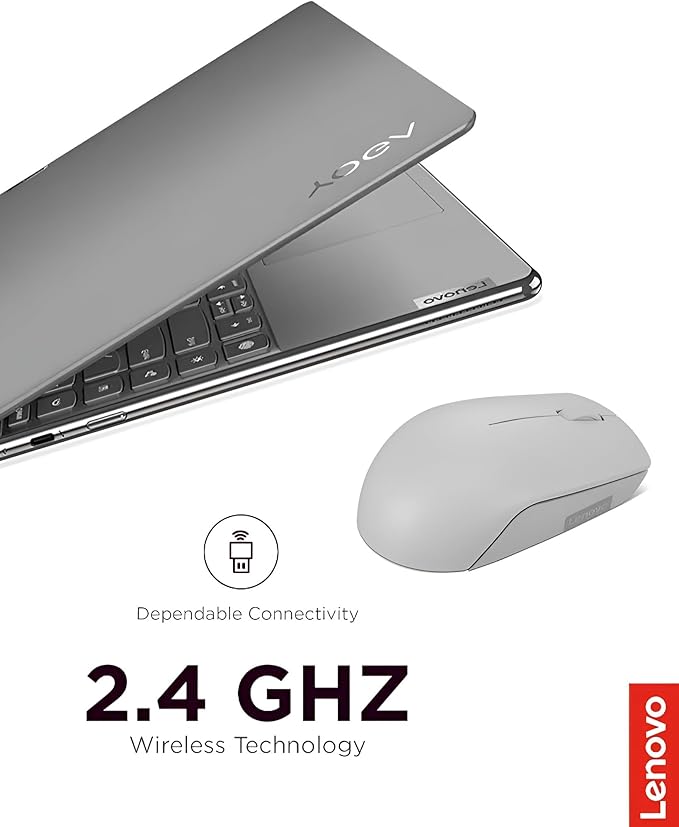 Lenovo 300 Wireless Mouse – Computer Mouse for PC, Laptop with Windows – Ambidextrous Design – 2.4 GHz Nano USB Receiver – 12 Month Battery Life