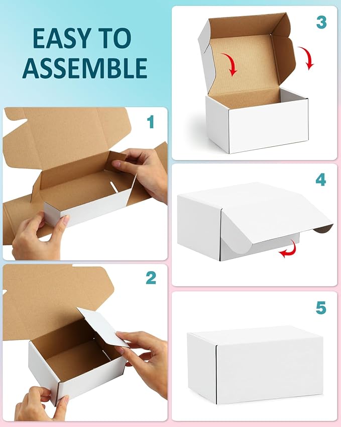 Shipping Boxes 7x5x2 inches Small Mailing Boxes 50 Pack White Cardboard Corrugated Box Mailers