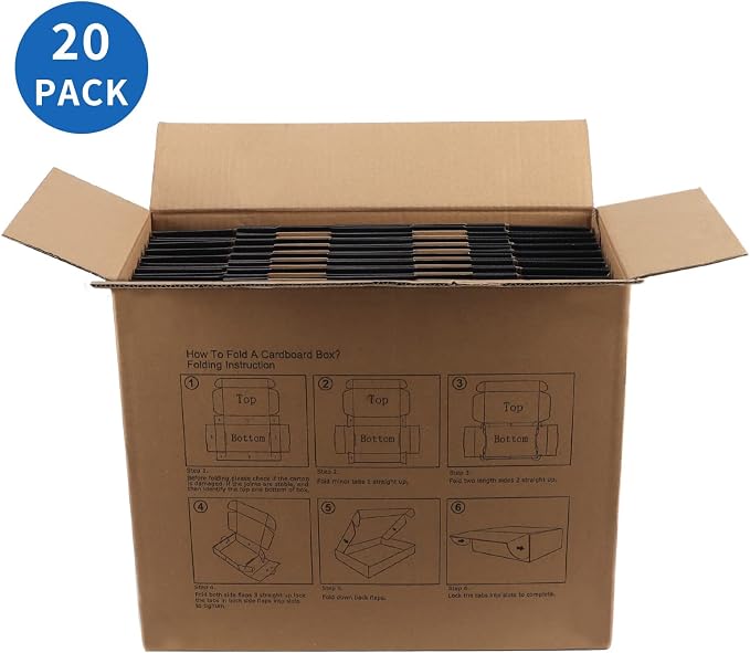Hoikwo Medium Shipping Boxes for Mailing Shipping Packaging, Corrugated Cardboard Boxes for Packaging Small Business, (Black, 12x9x3-20 Pack)