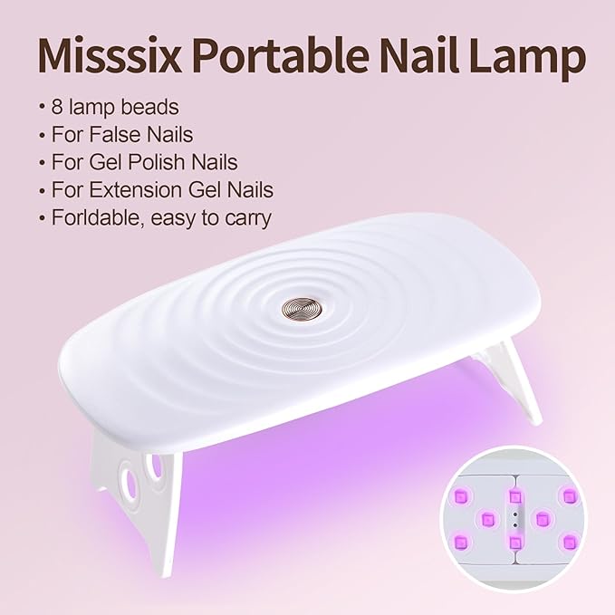 Misssix Extra Short Almond Gel Nail Tips Kit, 360Pcs Pre Etched Clear gel x Fake Nails, Full Cover False Nail 9-in-1 Gel Glue and Portable Mini U V Nail Lamp for Women 12 Sizes
