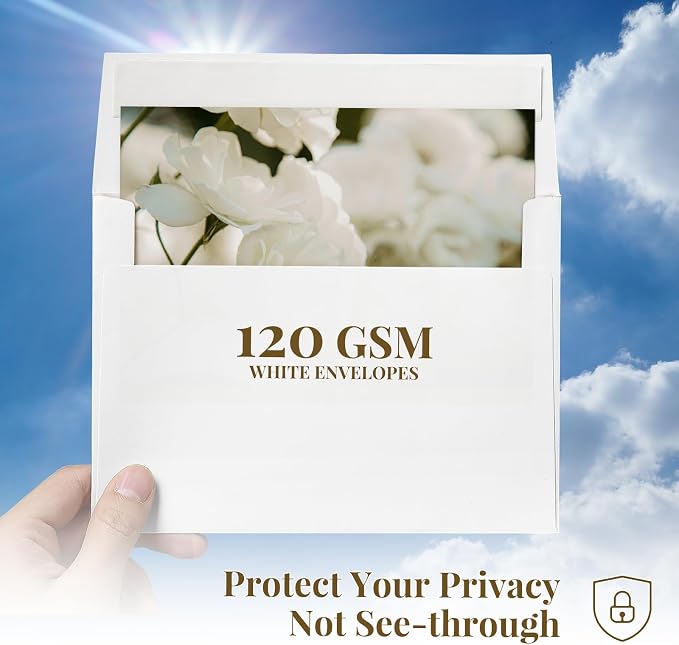 A4 White Envelopes 4x6 100 Pack, 4.25 x 6.25 Inches | Goefun Invitation Envelopes Self Seal,120 GSM Printable for 4x6 Cards, Photos, Invitations, Weddings, Graduation, Baby Shower